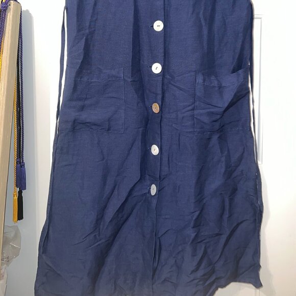 Mango Casual Blue Button Down Dress Size 8 - Picture 3 of 4